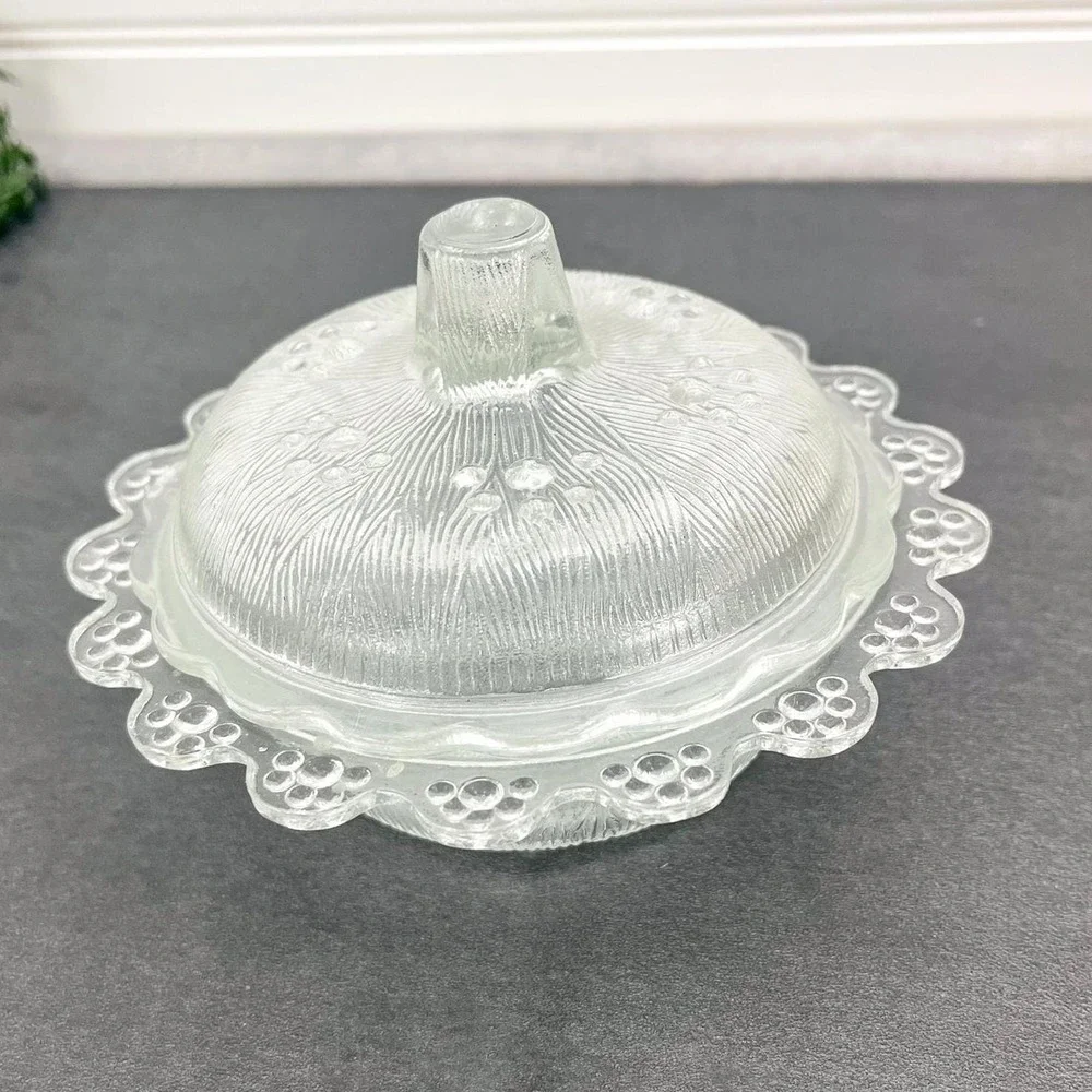 Vintage Indiana Glass Candy Dish – Clear Depression Glass, Lidded Cannister